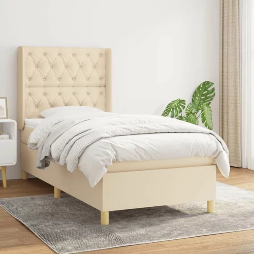  Box spring postelja z vzmetnico krem 80x200 cm blago, (20892663)