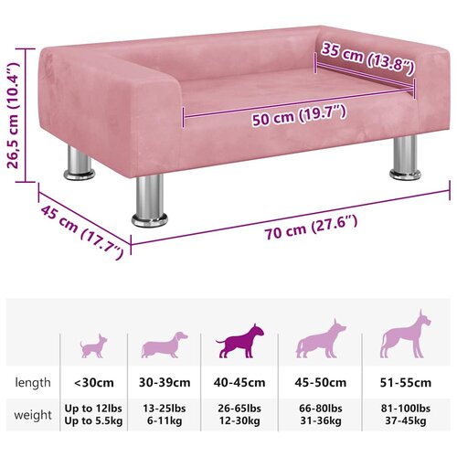  Krevet za pse ružičasti 70 x 45 x 26,5 cm bar&amp;scaron;unasti Slike