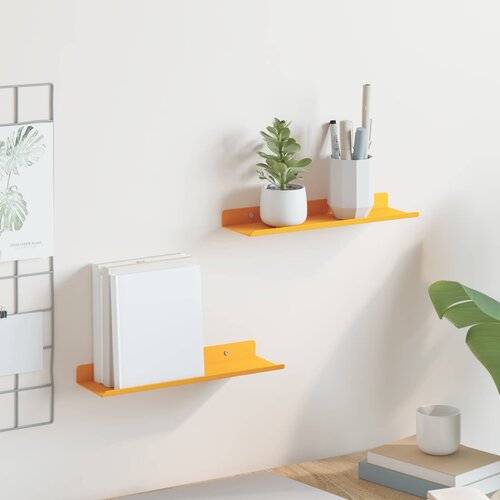  Lebdeća polica Zidne 2 pcs Žuta 30 x 9 x 2,5 cm Čelik Cijene