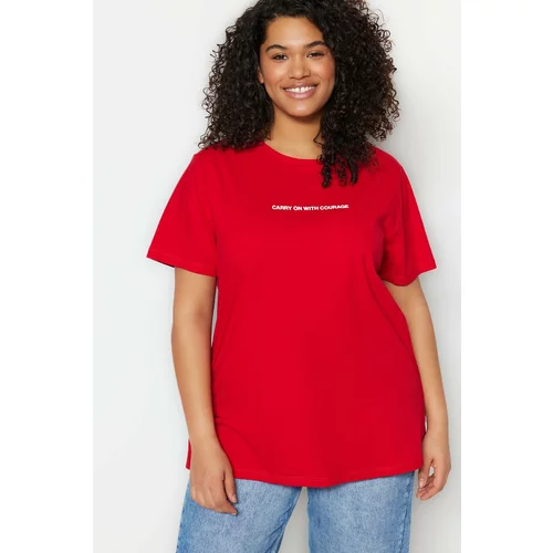 Trendyol Curve Plus Size T-Shirt - Red - Relaxed