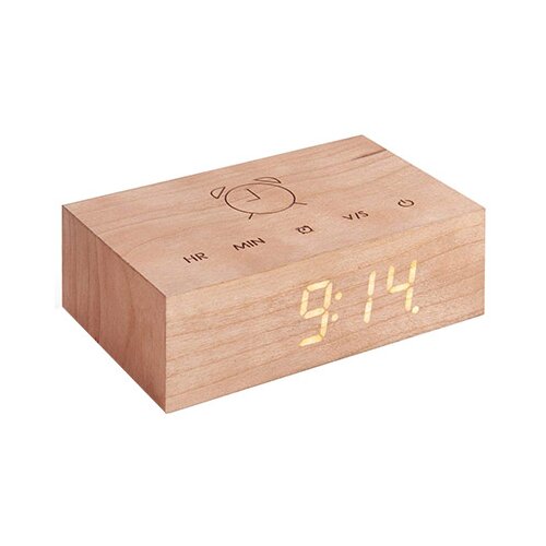 Gingko Electronics smeđa drvena led budilica flip click Slike