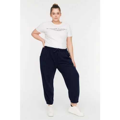 Trendyol Curve Navy Blue High Waist Jogger Knitted Sweatpants