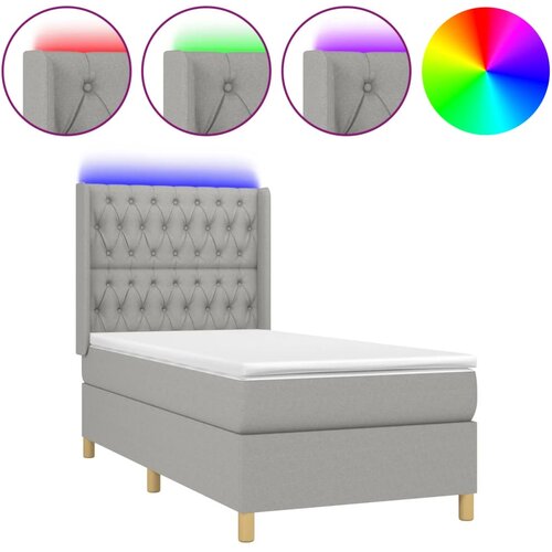 Maison Chic Box spring postelja - Vzmetna postelja z vzmetnico LED sv. siva 100x200 cm blago SL15136, (21900335) Cene