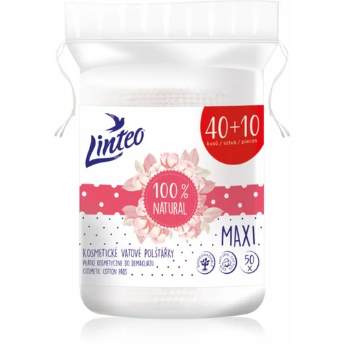 Linteo Natural Cotton Pads blazinice za odstranjevanje ličil Maxi 40 + 10ks 50 kos