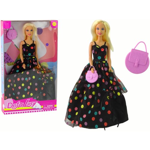  Lutka za igru Lucy sa crnom točkastom haljinom i torbom - 31 cm Cijene