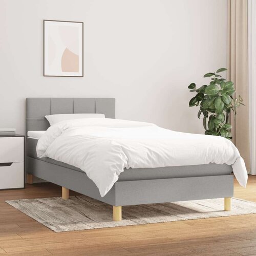  Box spring postelja z vzmetnico svetlo siv 100x200 cm blago, (20726380) Slike