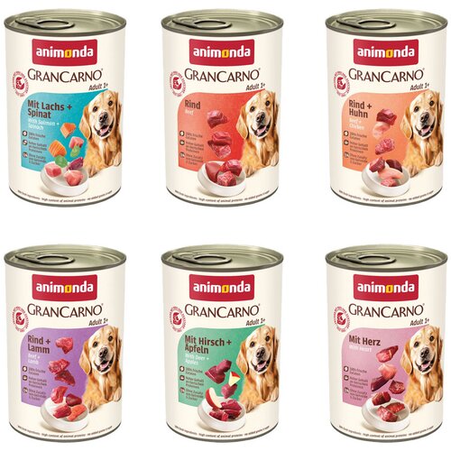  Ekonomično pakiranje animonda GranCarno Original 12 x 400 g - Miješano pakiranje 1: slasna varijacija (6 vrsta) Cene