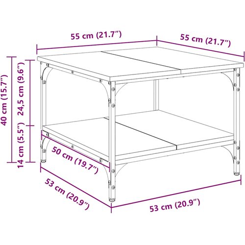  Stolić za kavu boja hrasta 55x55x40 cm konstruirano drvo Smeđa 55 x 55 x 40 cm Slike