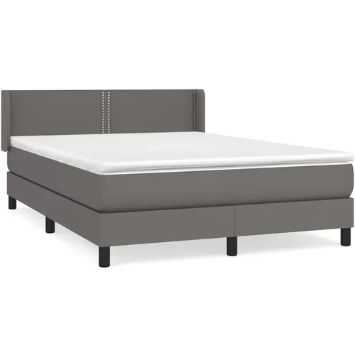 vidaXL Box spring postelja z vzmetnico siv 140x200 cm umetno usnje, (20725905)