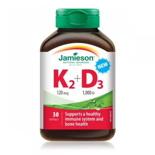 Jamieson Vitamin K2 120 μg + Vitamin D3 1000 i.e., kapsule
