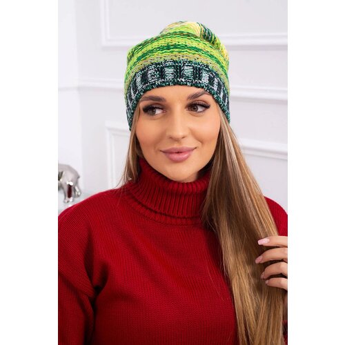 Kesi Cap with fleece Krystyna K207 green neon+dark green Slike
