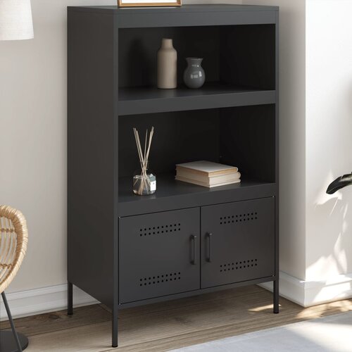  Visoka komoda crna 68 x 39 x 113 cm čelična Slike
