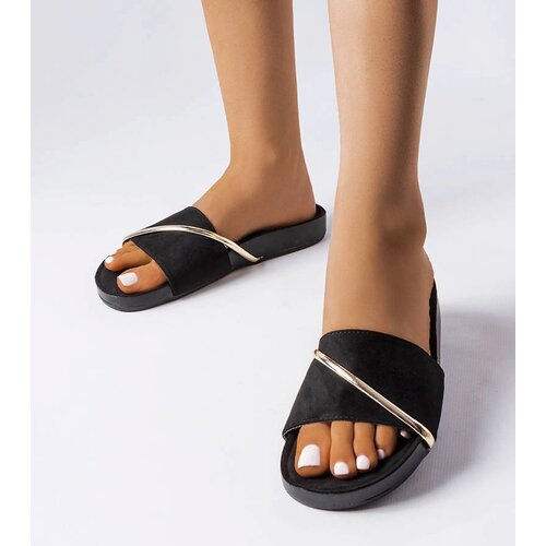 Gemre Black flip-flops with gold embellishment Plainfield Cene