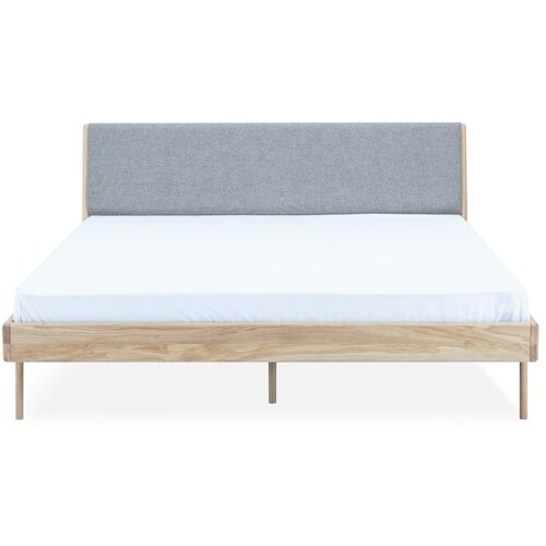 Gazzda Sivo-prirodna boja tapecirani bračni krevet od hrastovine 180x200 cm Fawn - Cijene