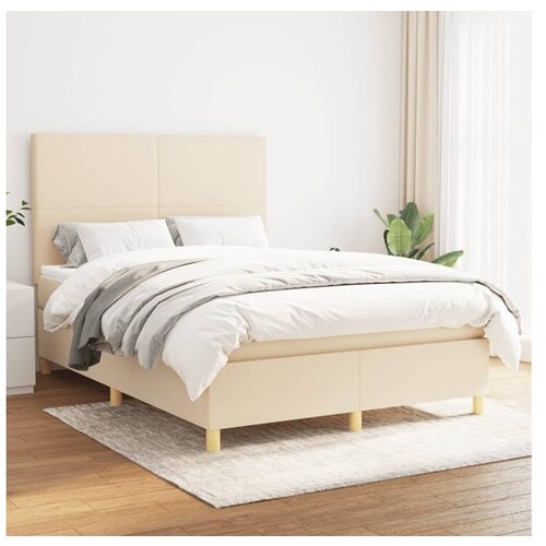 vidaXL Krevet s oprugama i madracem krem 140 x 190 cm od tkanine Cijene