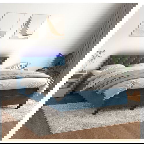VidaXL Box spring postelja z vzmetnico LED temno modra 120x2 Slike