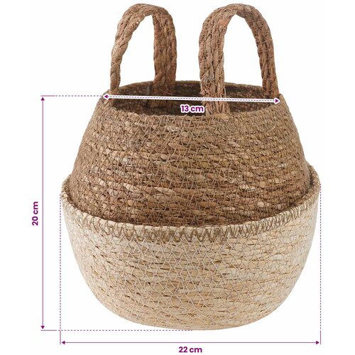  Saksija za biljke s ručkama 2 pcs Bijela &amp;Oslash; 22 x 20 cm Slike