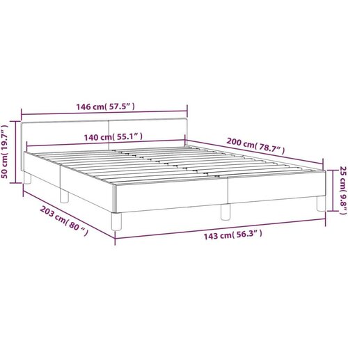 VidaXL Okvir za krevet s uzglavljem svjetlosivi 140x200 cm od tkanine Slike