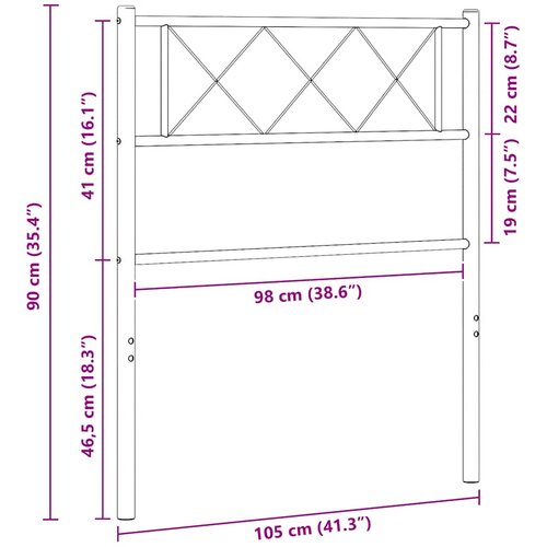  Metalno zamjensko uzglavlje bijelo 100 cm Slike