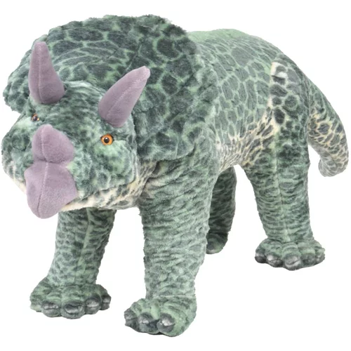 vidaXL Stojeća plišana igračka dinosaur triceratops zeleni XXL