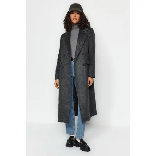 Trendyol Limited Edition Anthracite Premium Oversize Buttoned Stamp Coat