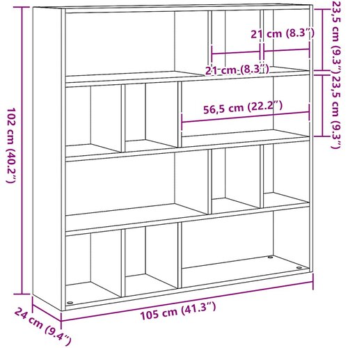  za knjige/Pregrada za sobu crni hrast 105x24x102 cm Slike