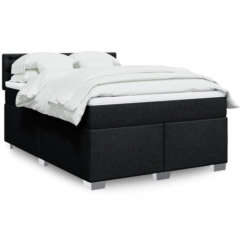 vidaXL Box spring postelja z vzmetnico črna 160x200 cm blago Cene