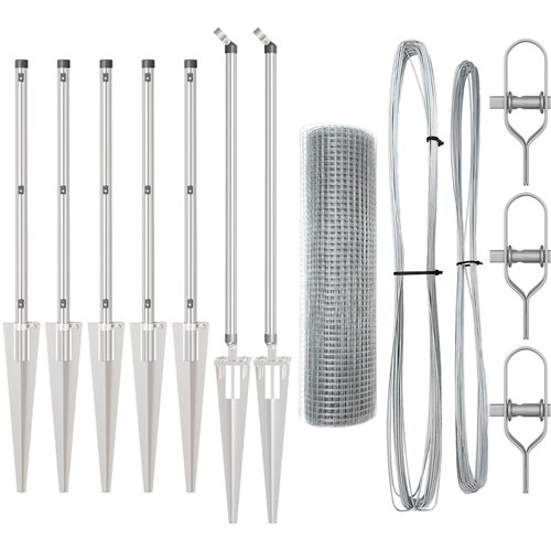 VidaXL Set stubova ograde Set od 2 Pocinčani čelik 10 x 1 m Izdržljivo Slike