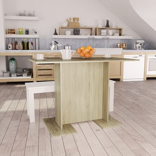 VidaXL Jedilna miza sonoma hrast 110x60x75 cm iverna plo&amp;scaron;ča Slike