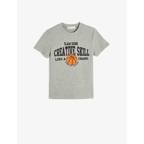 Koton Basketball Printed Short Sleeve Textured T-Shirt Slike