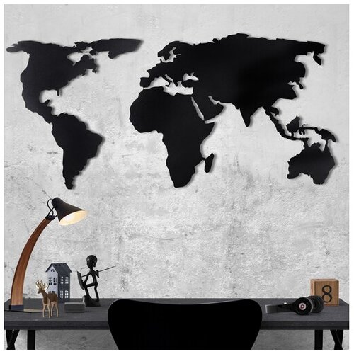 Wallity Metalna zidna dekoracija, World Map Silhouette Slike
