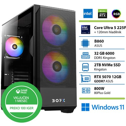 BOFX SCORPII 4 Ultra 5 225F/32GB/2TB/RTX5070/W11 Home gaming namizni računalnik, (22030757) Cene