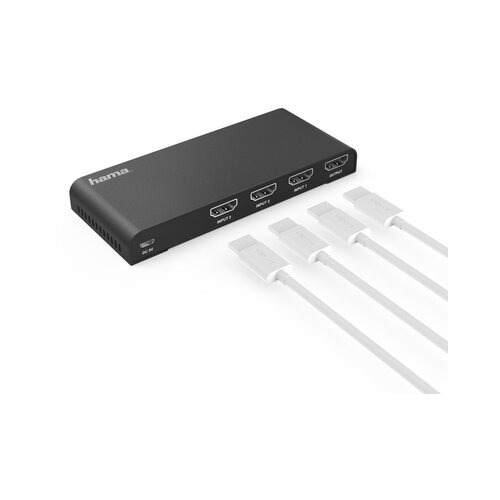 Hama HAM121770 HDMI preklopnik 3 vtičnice (vhod)/1 vtič (izhod), 4k, z daljinskim upravljalnikom Slike