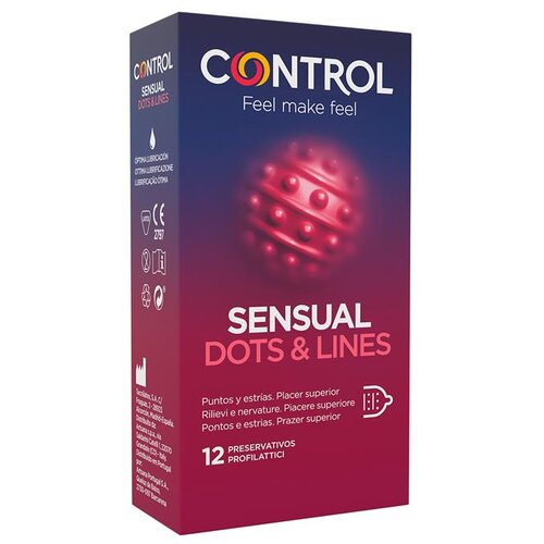 Control Kondomi s čutnimi telesi pike in črte 12 enot, (21079091) Cene