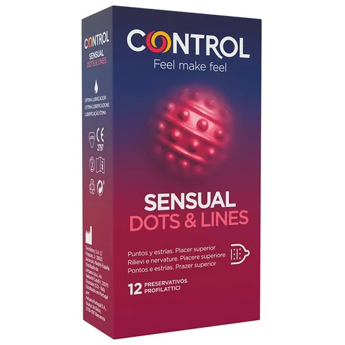 Control Kondomi s čutnimi telesi pike in črte 12 enot, (21079091)