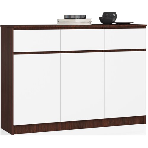 AKORD Komoda, 3 Vrata In 3 Predali, Wenge/Bela, (5000332283) Cene