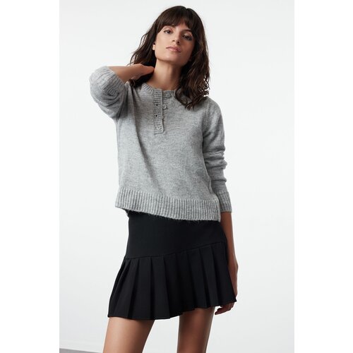 Trendyol Gray Soft Textured Basic Knitwear Sweater Cene