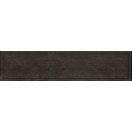  Zidna polica tamnosmeđa 220x50x(2-4) cm od obrađene hrastovine Slike