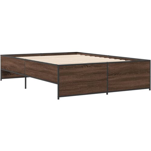 VidaXL Okvir za krevet smeđi hrast 140x190cm konstruirano drvo i metal Slike