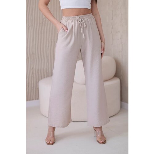 Kesi Viscose wide trousers in dark beige color Cene