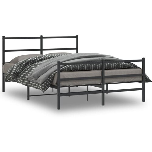vidaXL Metalni okvir kreveta s uzglavljem i podnožjem crni 140x190 cm Cijene