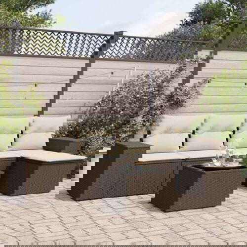 VidaXL 6-dijelni set vrtnih sofa od poliratana s jastucima smeđi Slike