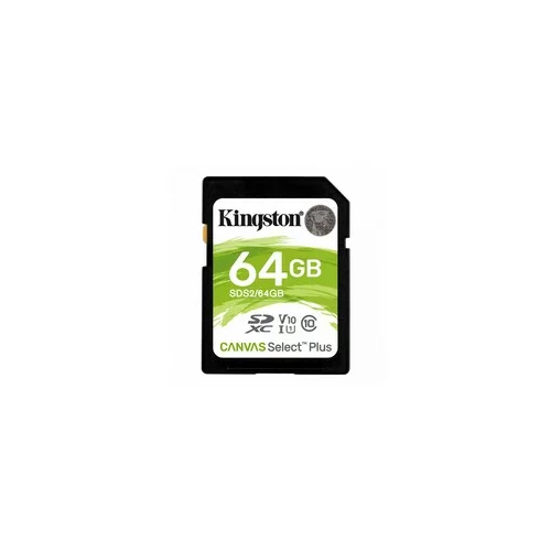 Kingston Spominska kartica Canvas Select Plus SD XC 64GB Class10 UHS-I FullHD 1080p (SDS2/64GB)