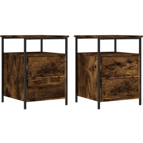 Maison Chic Dvo delni komplet Nočne omarice - Nočne mize dimljeni hrast 44x45x60 cm inženirski les, (21688441) Slike