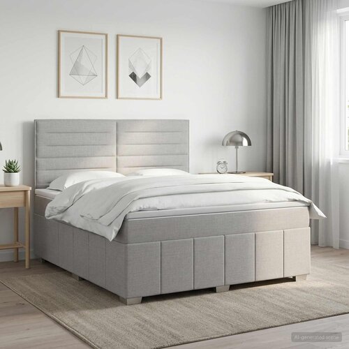  Boxspring krevet s madracem Svjetlosiva 160 x 200 cm Tkanina Cijene