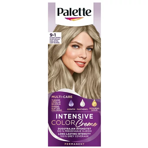 PALETTE ICC Palette Intensive Color Creme permanentna barva za lase odtenek 9-1 Cool Extra Light Blonde 1 kos