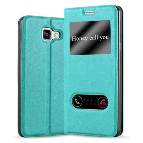 Cadorabo Samsung Galaxy A3 2016 v mint turquoise - Za&scaron;čitni ovitek z magnetnim zapiranjem, stoječo funkcijo in 2 okencema za gledanje, (20561279) Cene