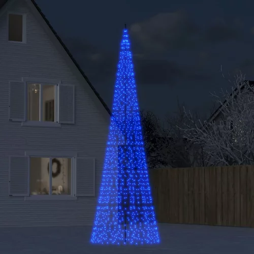vidaXL Osvetljena novoletna jelka na drogu 1534 LED modra 500 cm