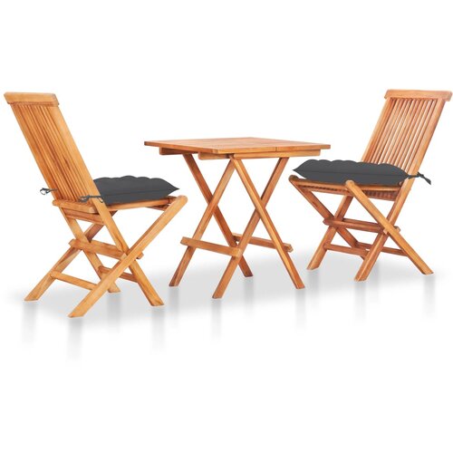 Bistro 3-dijelni bistro set s antracit jastucima od masivne tikovine Cijene