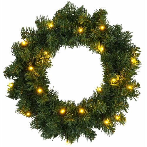  Božićni vijenac Zelena &amp;Oslash; 30 cm PVC 25 LED lampica - Zelena 30 cm s LED svjetlima Slike